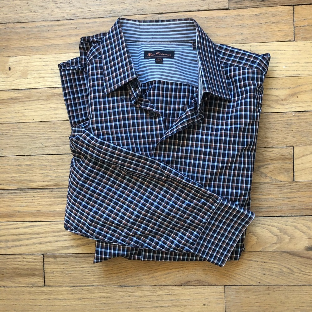 Ben Sherman Brown Checked Button Down M